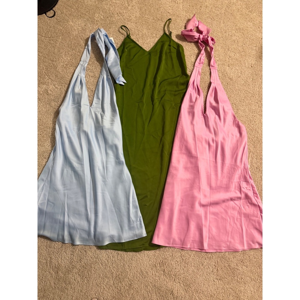 Dress Bundle XS Blue Pink Halter Mini Olive Green Midi -Wild Fable & A New Day